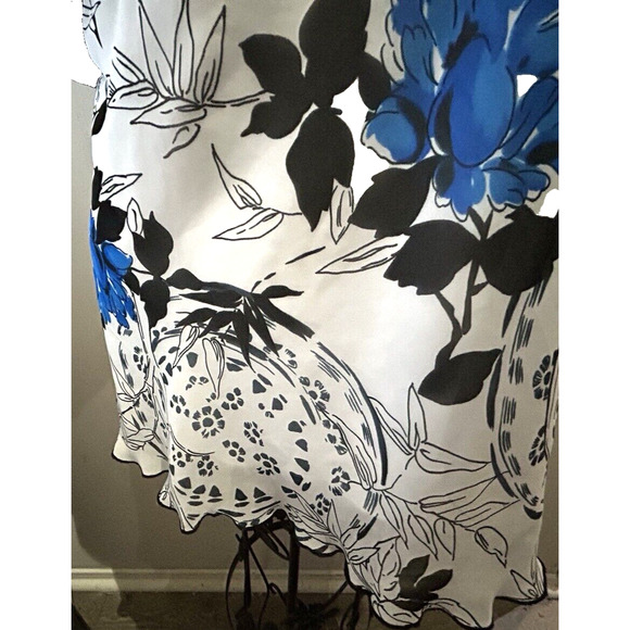 Women’s Studio 1940 White And Cobalt Blue Floral Lined Top in Size Large 12 14 - Picture 7 of 12